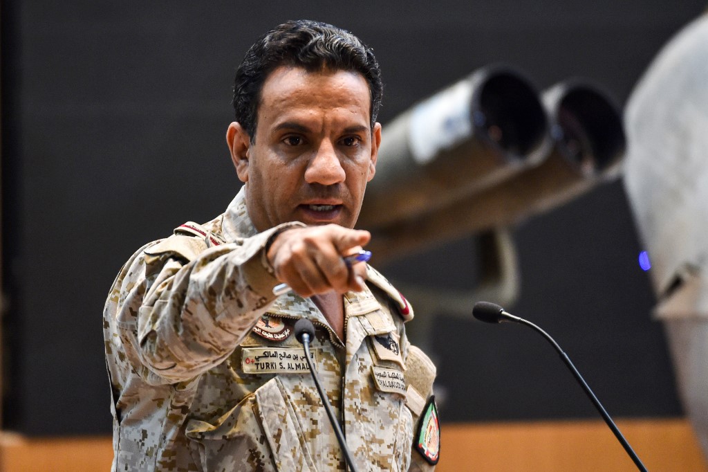 Arab coalition spokesman Col. Turki Al-Maliki. (File/AFP)