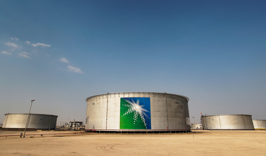 A view shows branded oil tanks at Saudi Aramco oil facility in Abqaiq, Saudi Arabia October 12, 2019. (REUTERS)