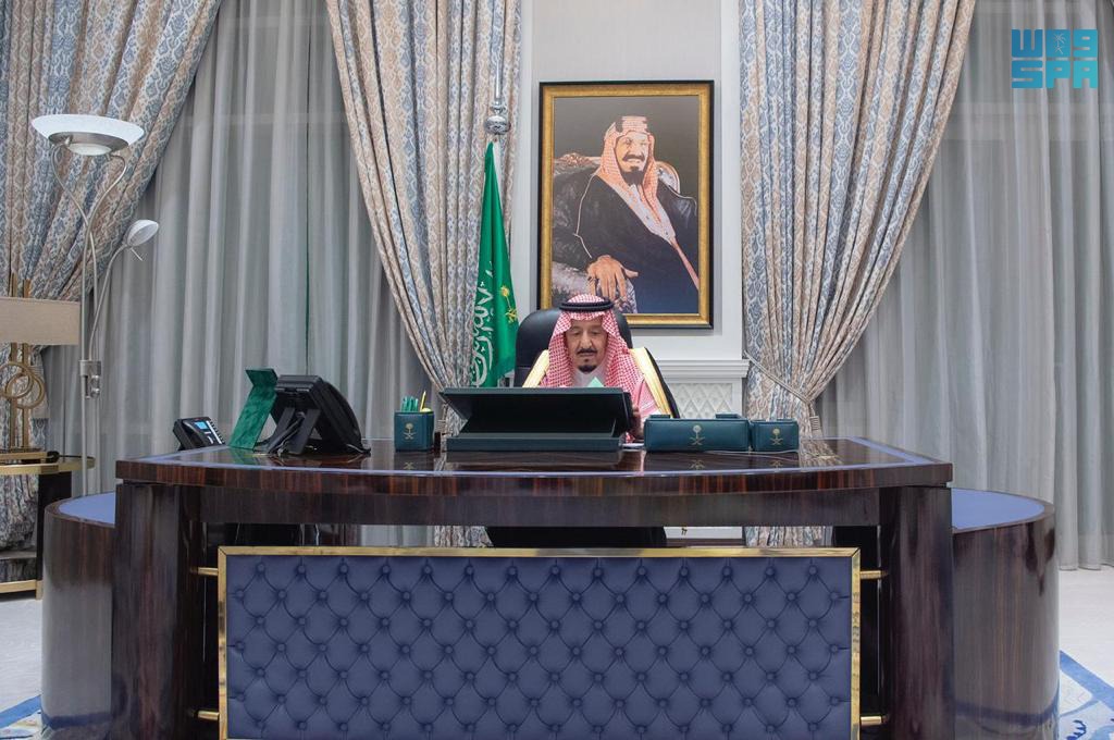 Saudi Arabia’s cabinet held its weekly meeting, chaired by King Salman virtually from NEOM, on Tuesday, March 16, 2021. (SPA)